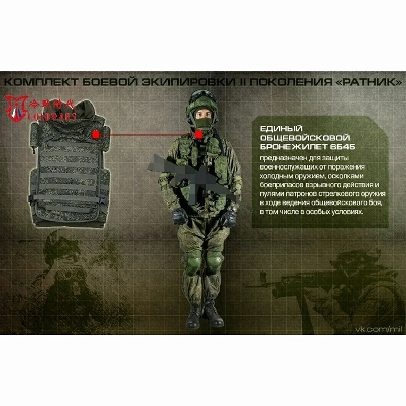 Conjunto de bolsa EMR de chaleco táctico MOLLE, camuflaje EMR, accesorios y equipos tácticos de caza, ruso, 6B45 - imagen 4