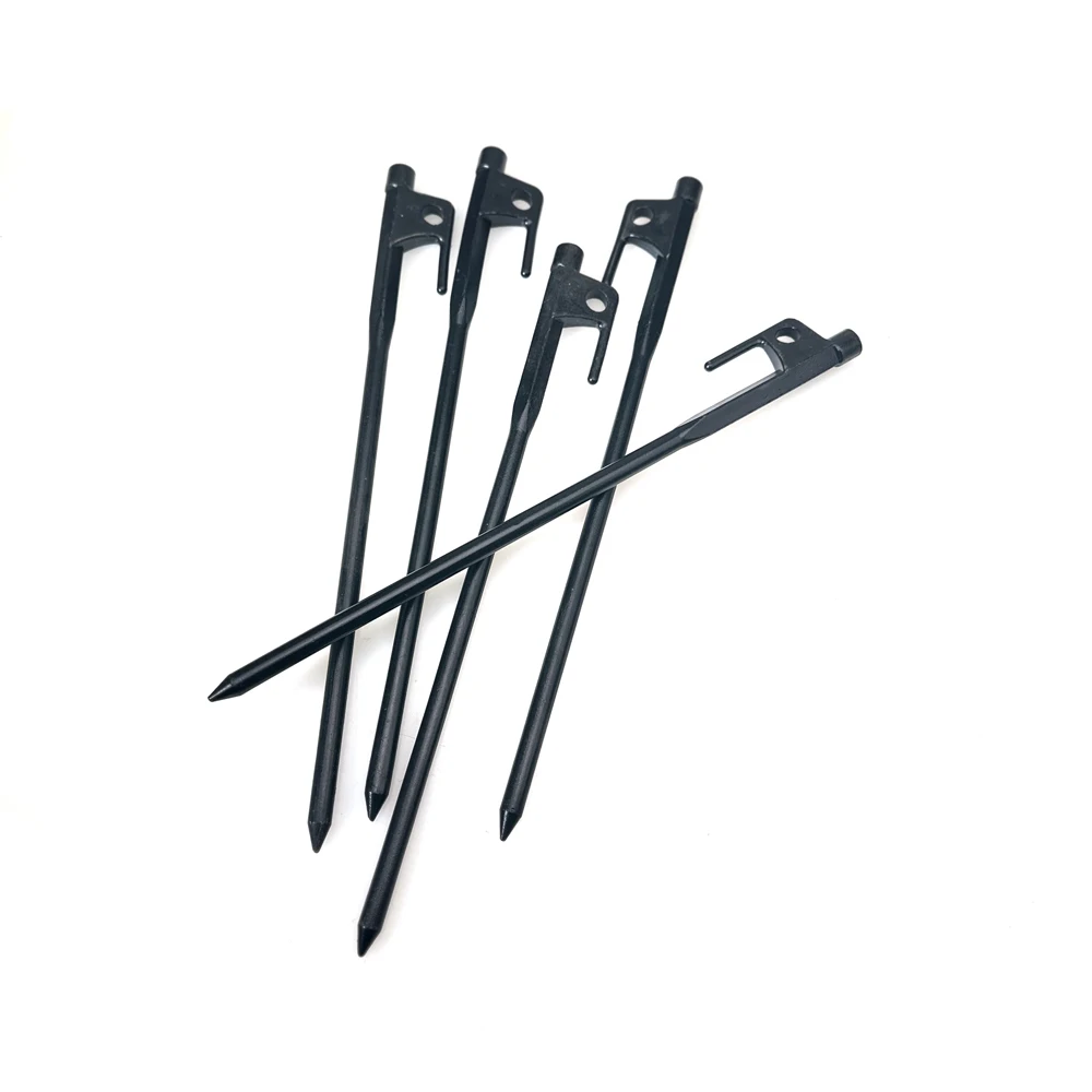 Un clavo para tienda de campaña de 30CM, tachuelas para suelo de tienda de campaña negras de acero forjado a mano - imagen 5