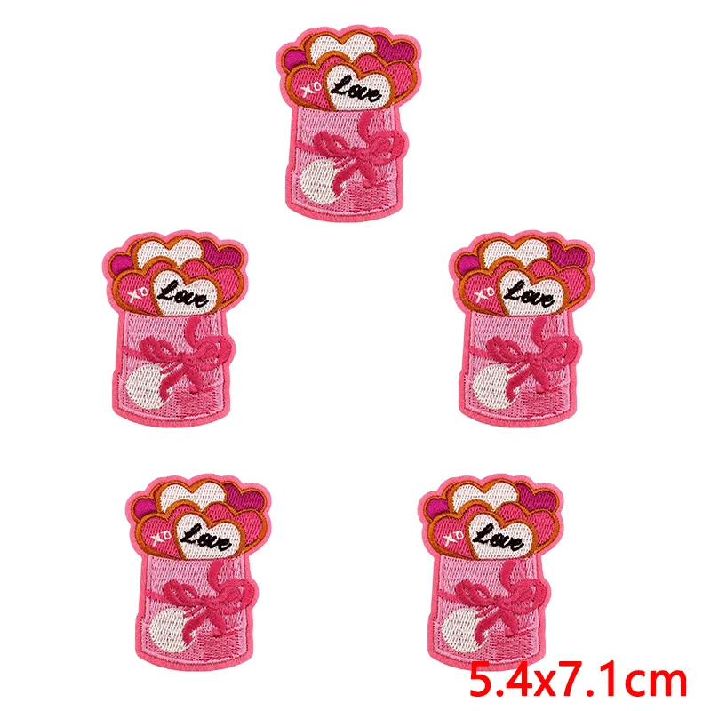 10 unids/lote regalos de navidad parches para planchar para ropa parche termoadhesivo para ropa decoraciones de parche bordado de amor rosa - imagen 3