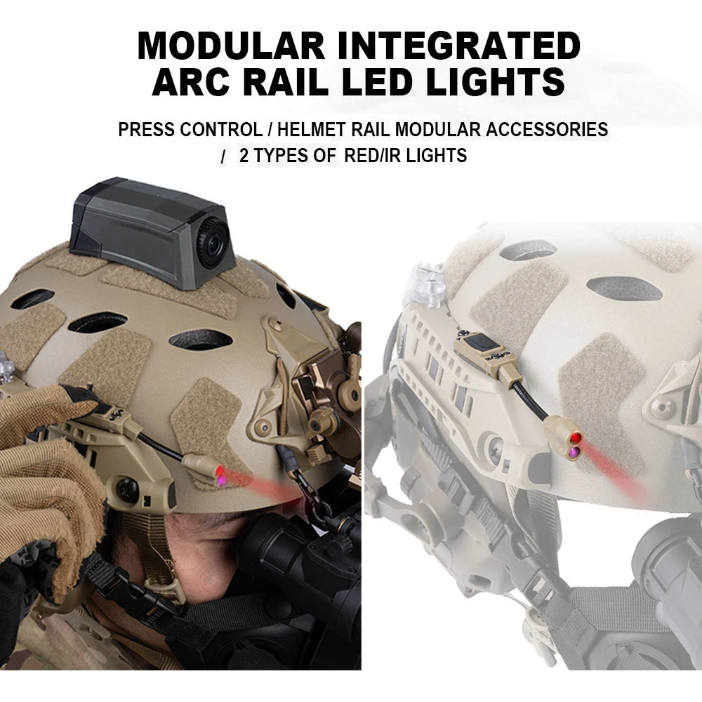 Linterna táctica para casco con riel modular arco LED IR - imagen 4