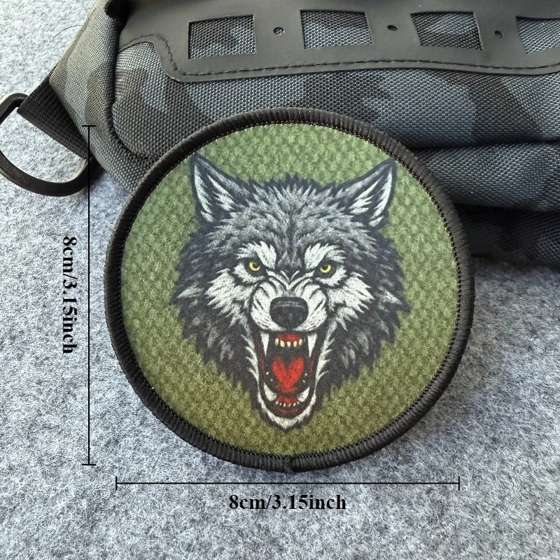 Parche de lobo militar, emblema de gancho y bucle, insignia de moral impresa, brazalete de combate, parche táctico para mochila - imagen 3