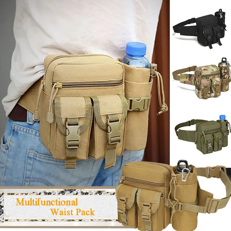 Riñonera táctica de nailon con portabotellas y funda para móvil - imagen 3