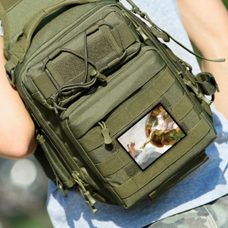 Parches tácticos de "¿Por qué no pueden los gatos ir al cielo?" pegatinas de mochila con estampado divertido, emblema de velcro, insignia de moral de gato Genesis - imagen 4