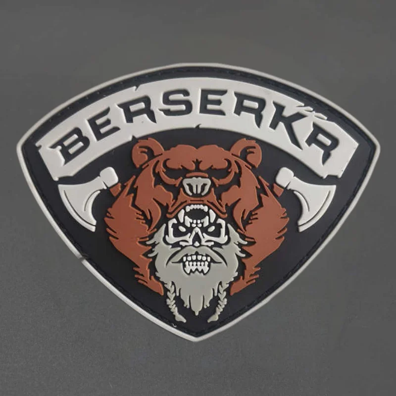 Parche de PVC 3D "Axeman Bear", chaleco táctico, sombreros con gancho y bucle, insignia de moral, mochila, pegatinas decorativas, parches para brazalete para ropa