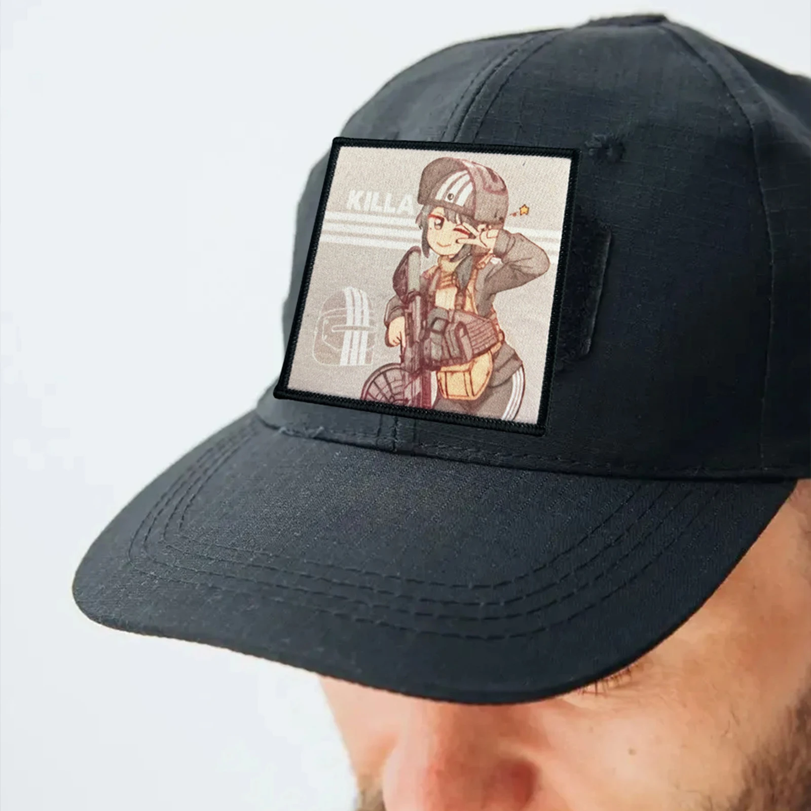 Parche táctico Killa Anime Girl, parches de gancho y bucle para ropa, insignia de moral, brazalete del ejército militar, pegatinas para mochila - imagen 4