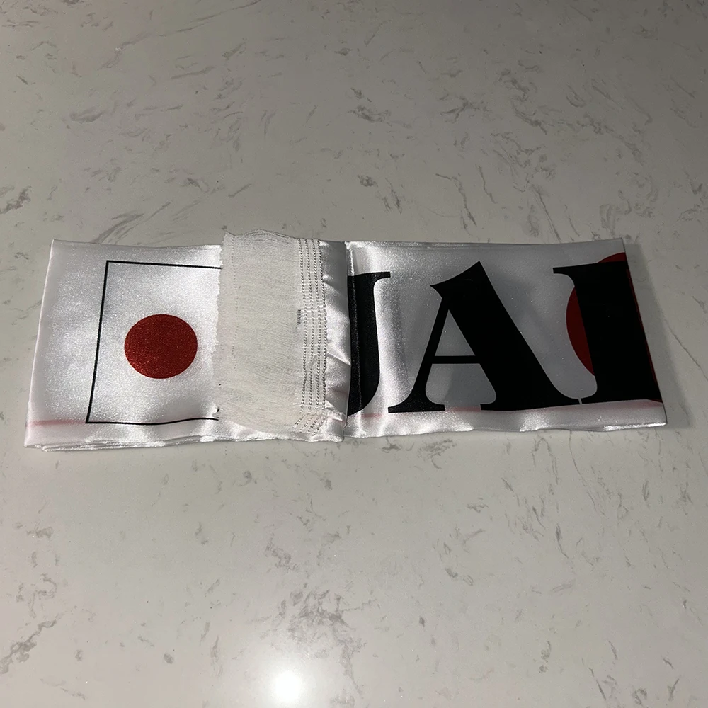 Bufanda japonesa deportiva doble cara satén con borlas, fútbol - imagen 2