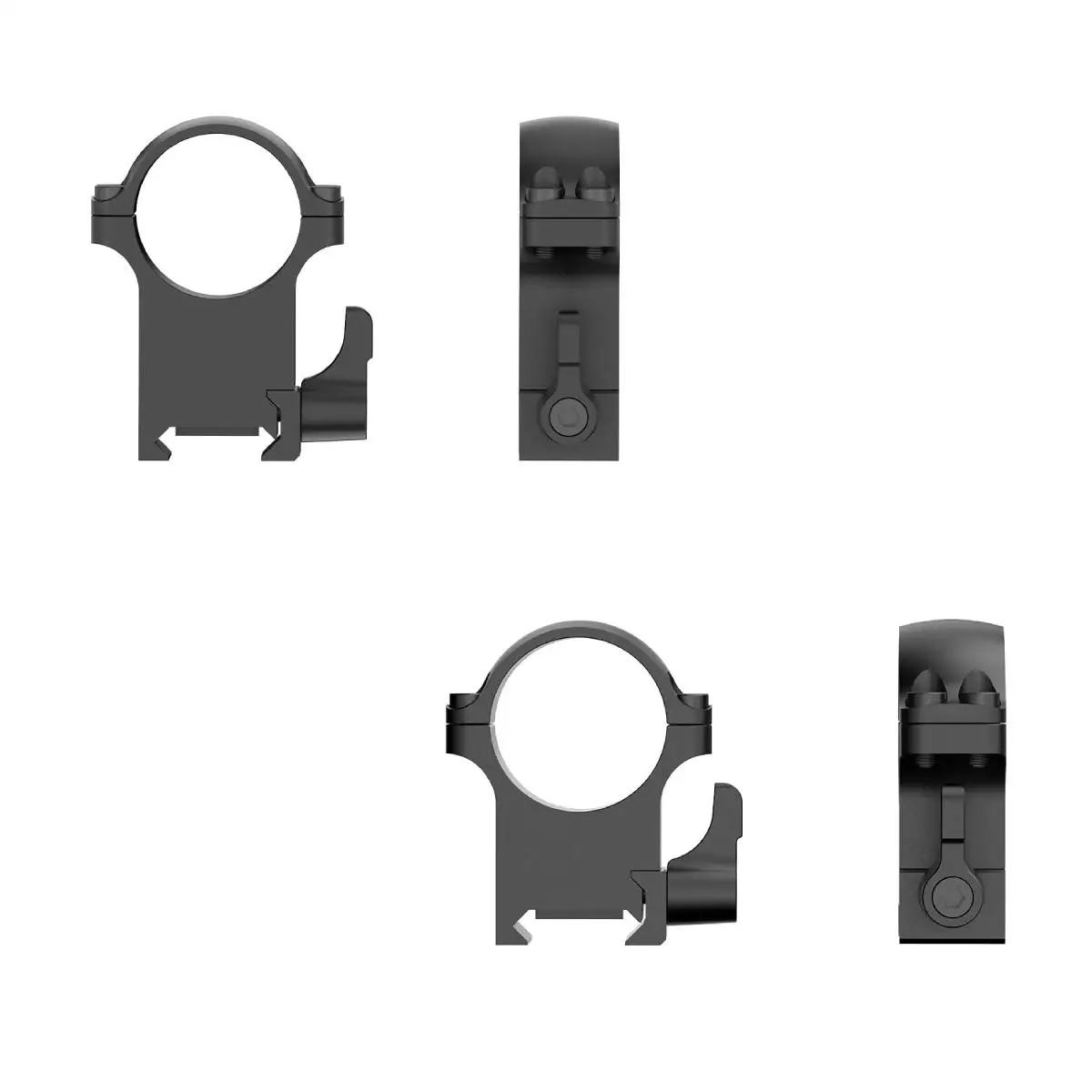 Victoptics Aros de Montura 30mm/25.4mm de Acero con Liberación Rápida, Altura Baja/Media, Acero CNC de 4 Tornillos, Compatibles con Rieles Picatinny/Weaver de 21mm - imagen 3