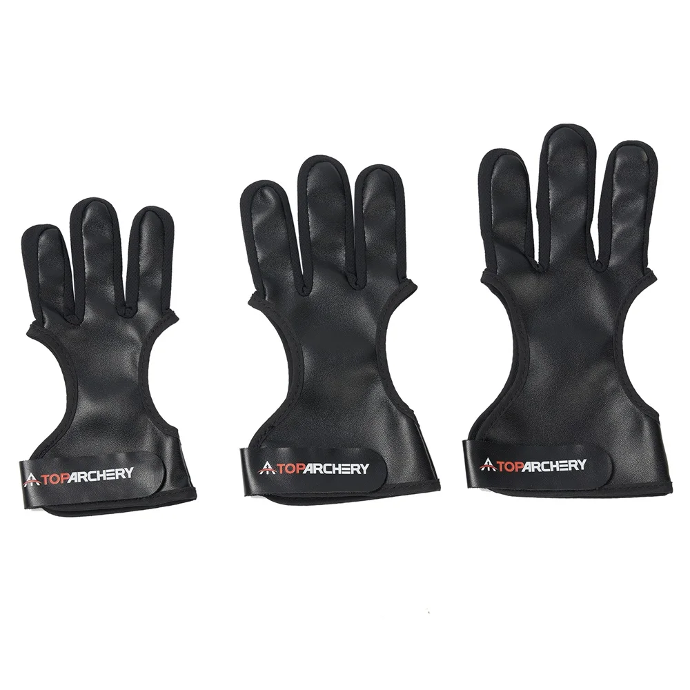 Toparchery-Protector de brazo para tiro con arco, guante de dedo de PU negro, protección para tiro con arco de caza al aire libre, accesorios de flechas - imagen 3