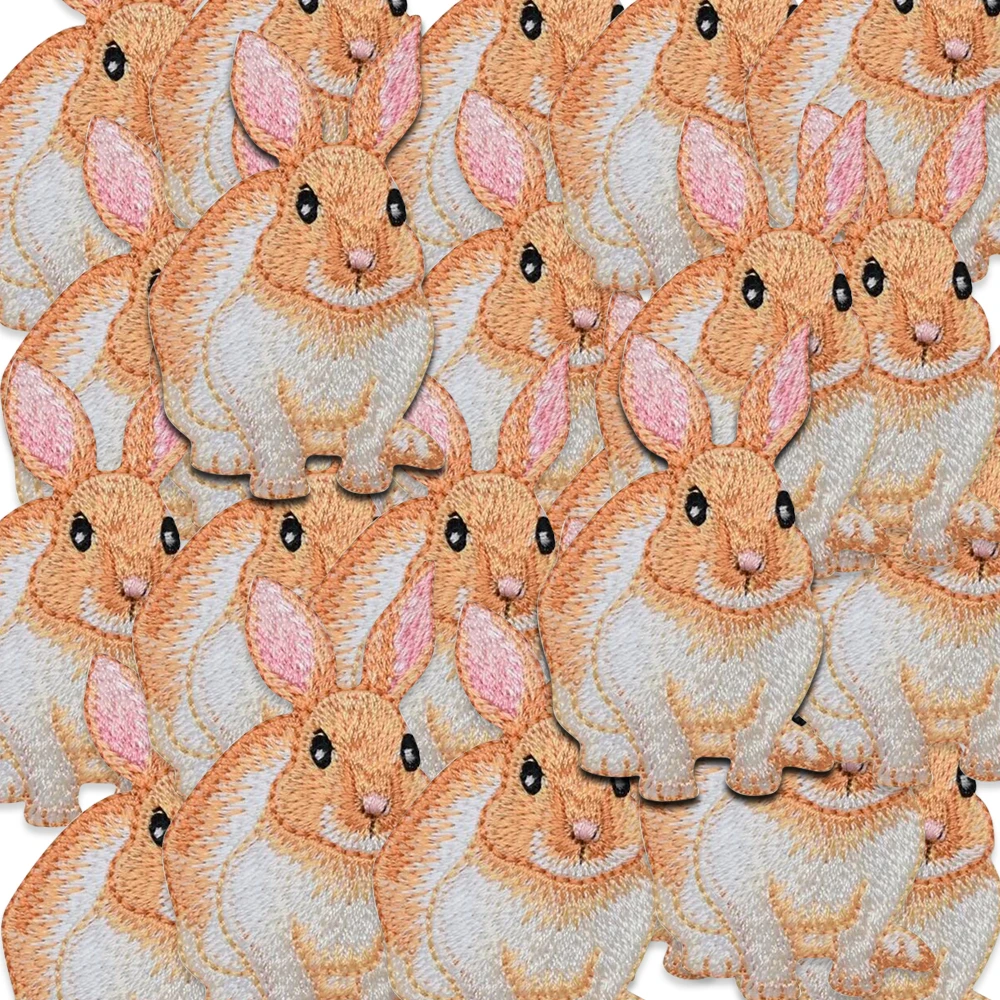 Parches bordados de conejos Kawaii, decoración bordada para planchar para ropa, abrigo, chaquetas, camisetas, bolsos, animales de dibujos animados, lindo DIY - imagen 4