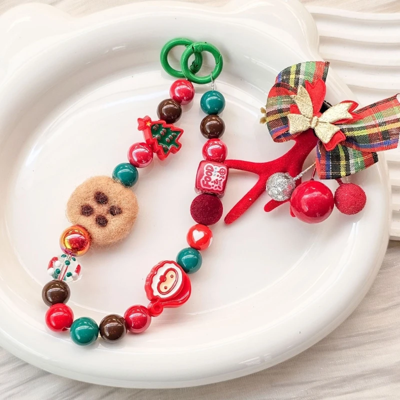 Colgante teléfono móvil para mujer y niña, cuerda colgante navideña para teléfono, cordón elegante hecho a mano con cuentas, - imagen 5