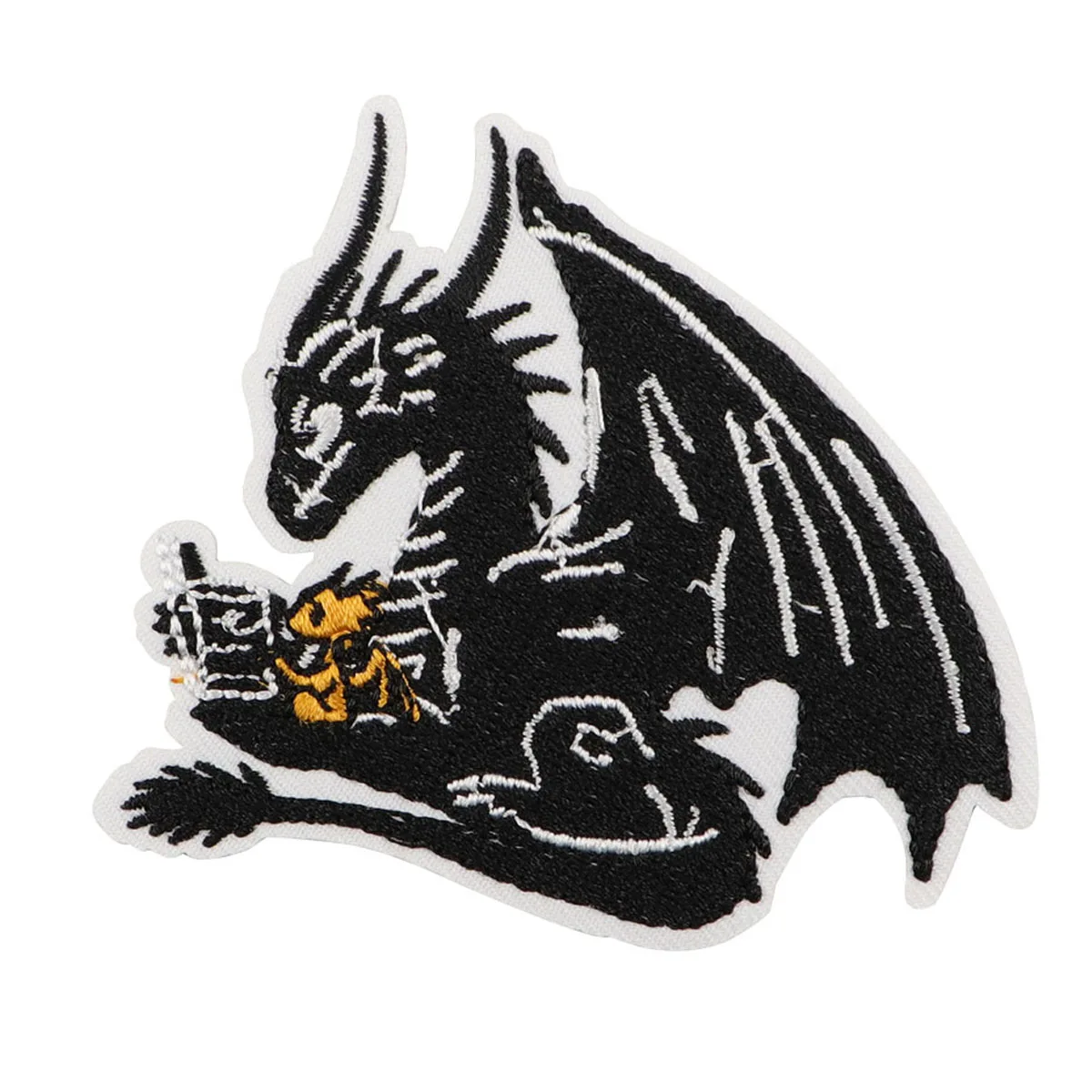 Parche bordado de dragón negro, parches termoadhesivos de dibujos animados para planchar para ropa, insignias para coser DIY - imagen 5
