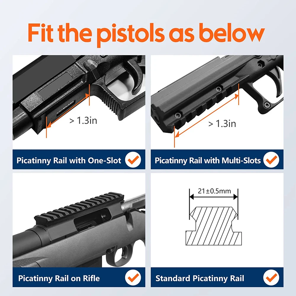 Combo de luz láser para pistola, linterna de 500 lúmenes, mira láser, carga magnética, arma compacta, luz para antorcha Glock para exteriores - imagen 5