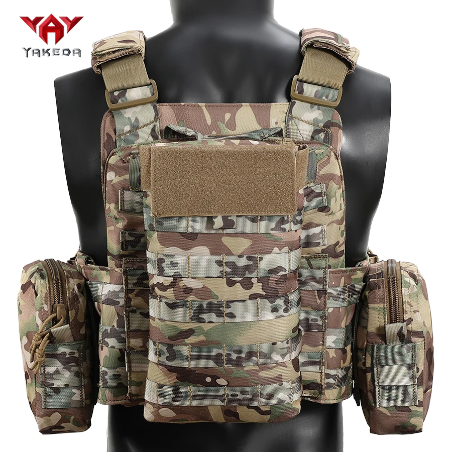 YAKEDA El chaleco de caza de seis piezas viene con un bolso triple para equipamiento y un bolso grande y varios colgado en la parte posterior - imagen 4