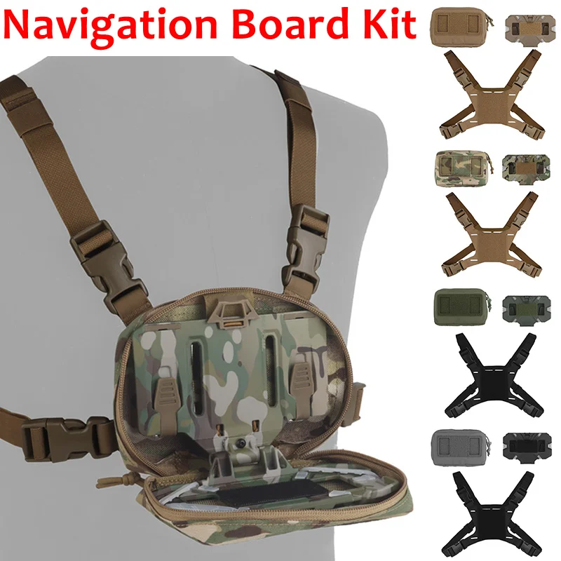 Kit de tablero de navegación táctica MOLLE, soporte plegable para teléfono móvil, bolsa de pecho, Panel, accesorios Airsoft de caza - imagen 2