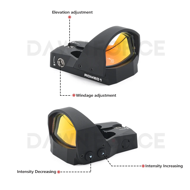 ROMEO1 3MOA Mini mira de punto rojo, ajuste cero para Airsoft táctico hecho de Metal 6068 aluminio - imagen 3