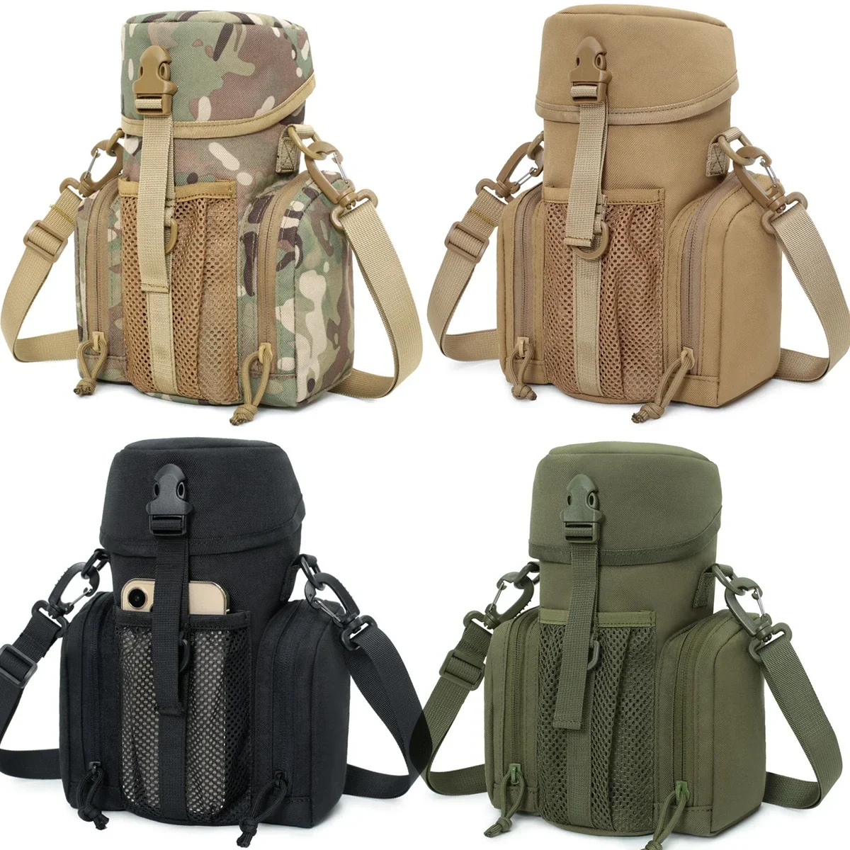 Bolsa para botella de agua portátil, bolso cruzado táctico para exteriores, soporte multifuncional para botella de agua deportiva para uso en la playa - imagen 4