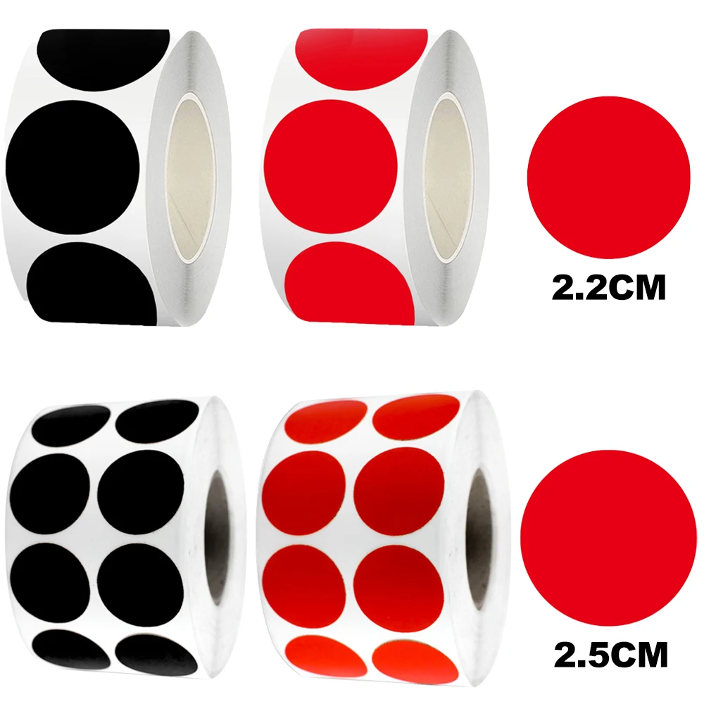 500/2000pcs Target Stickers 0.87/1'' Self-adhesive Bullseye Stickers Patch for Shooting Practice Air Gun Pistol BB Gun Black Red