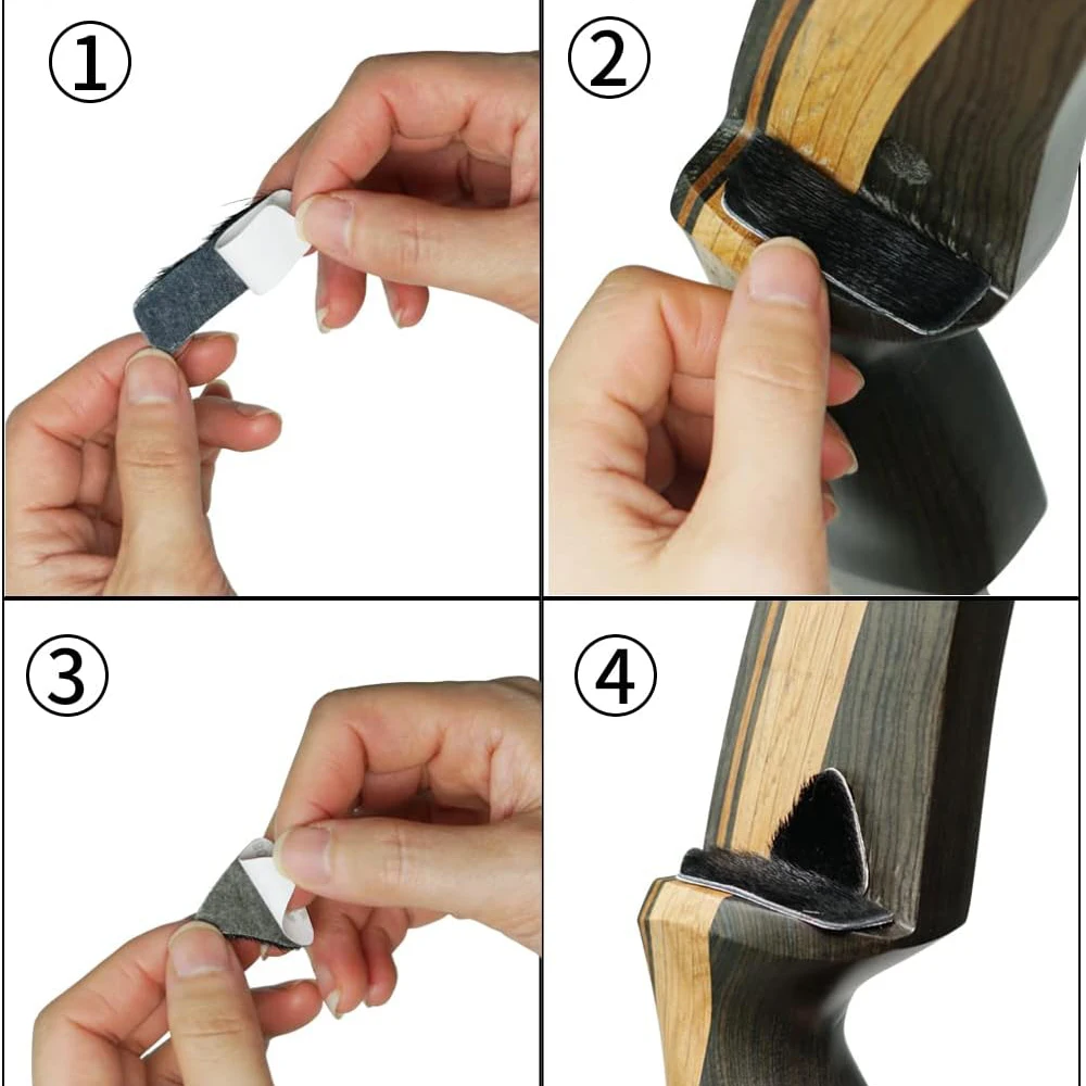 2 4 Uds arco recurvo flecha descanso tiro con arco pelo de caballo almohadilla de piel de arco largo accesorios de arco recurvo para práctica de tiro de caza al aire libre - imagen 2