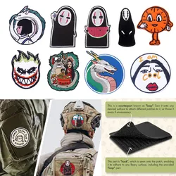Parche bordado anime media cara velcro para equipamiento táctico