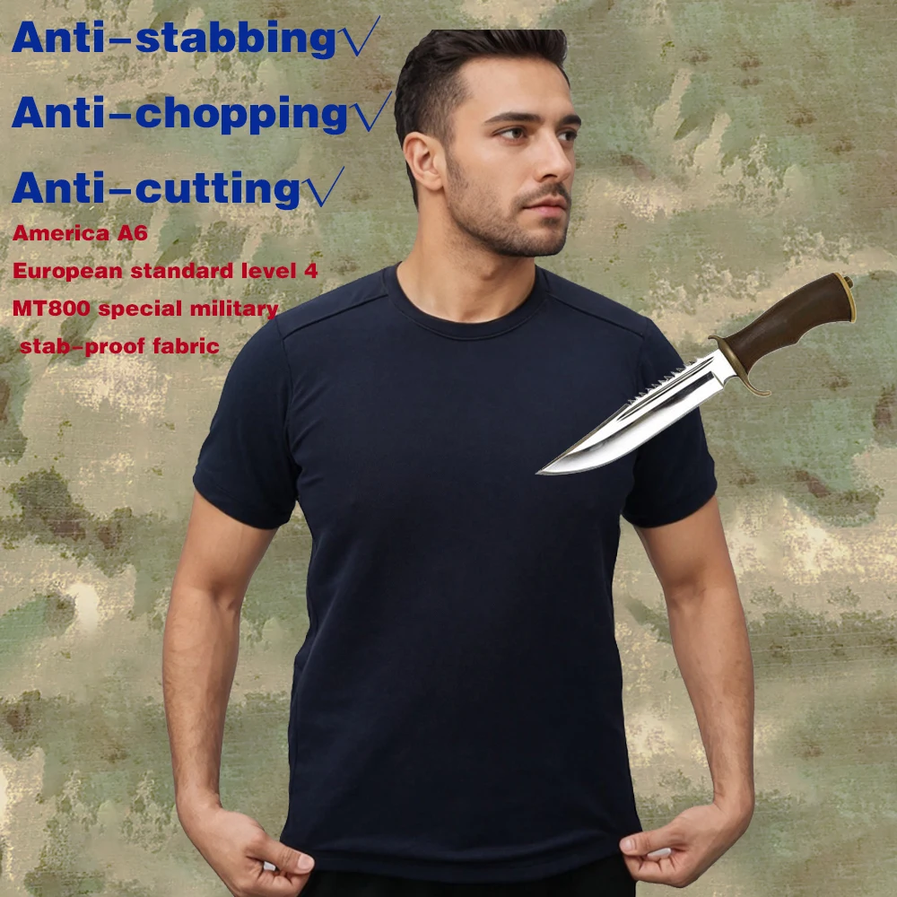 Eu Leve 4 USA A6 Anti cuchillo autodefensa MT800 camiseta a prueba de puñaladas seguridad resistente a golpes protección corporal logotipo personalizado