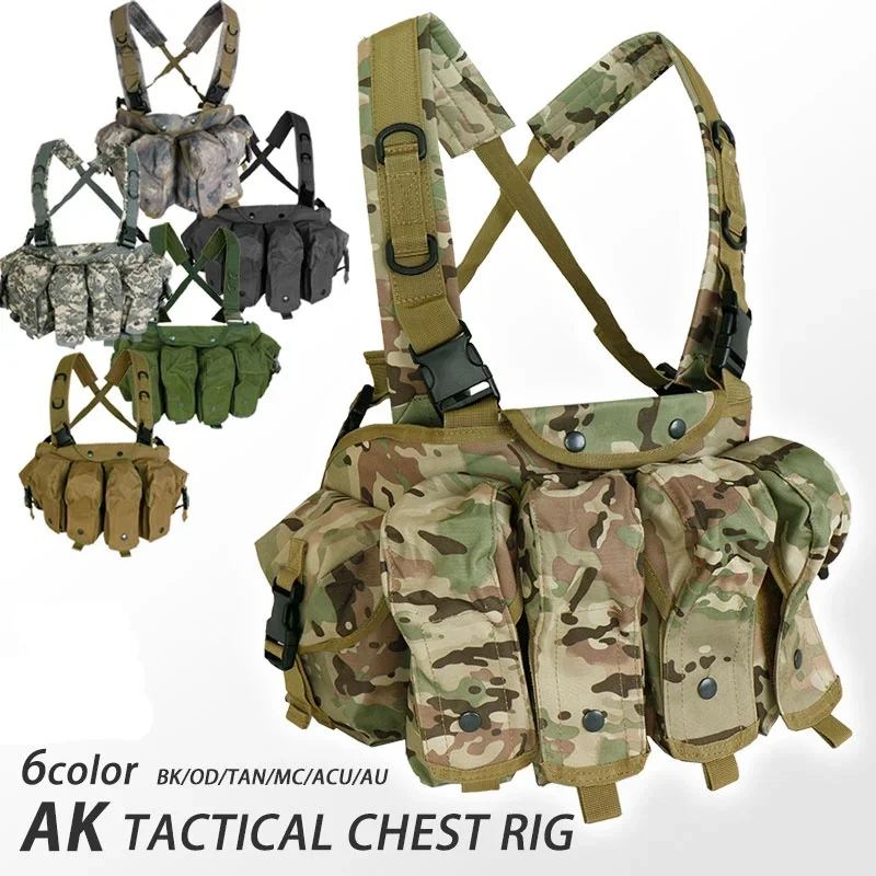 AK Chest Rig AK47 Molle Magazine Carrier Pouch Outdoor Sportaccessoires Training Jachtvest - imagen 5