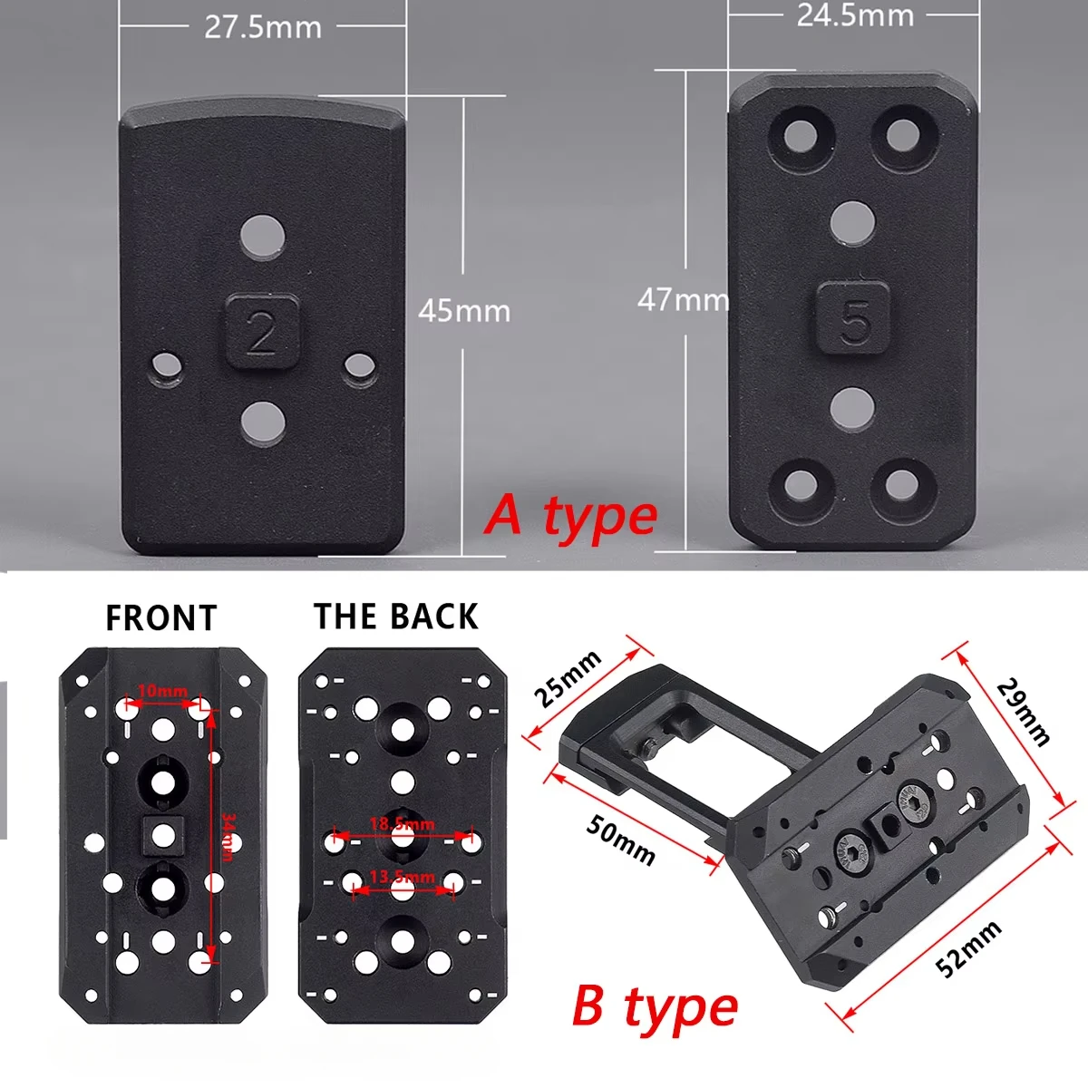 Montaje lateral de mira de punto rojo 45 °   Accesorios de base de montaje de óptica compensada Metal RM T01 T02 punto rojo holográfico soporte de 45 grados - imagen 2