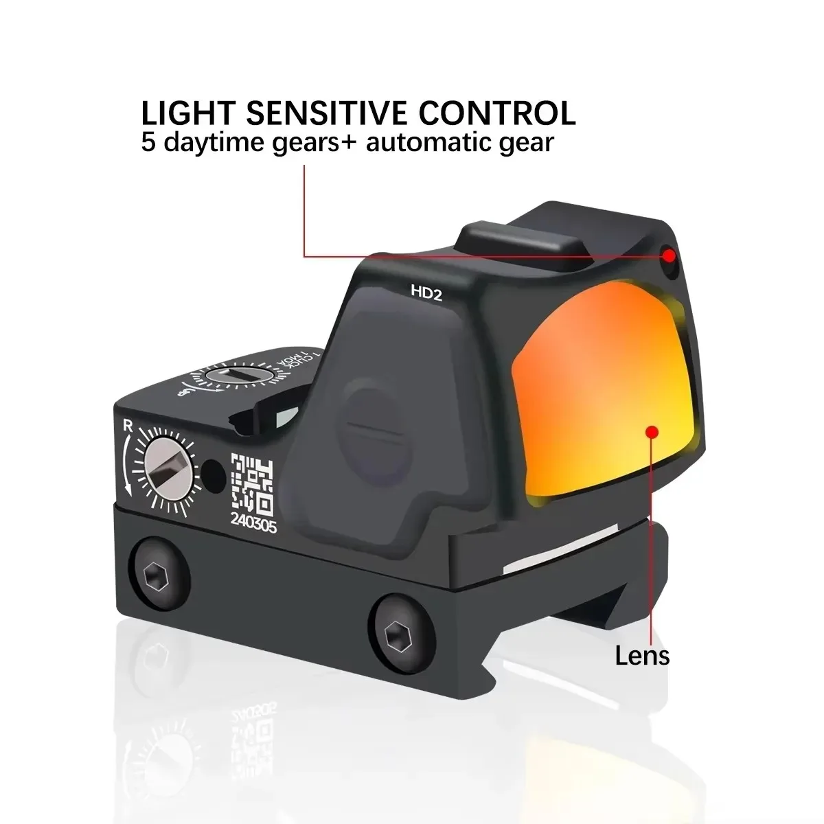 Mira réflex táctica MR Red Dot, mira óptica de puntería ajustable, compatible con riel de 20mm, Airsoft Gl *ck 17 19 AR15 M4 - imagen 4