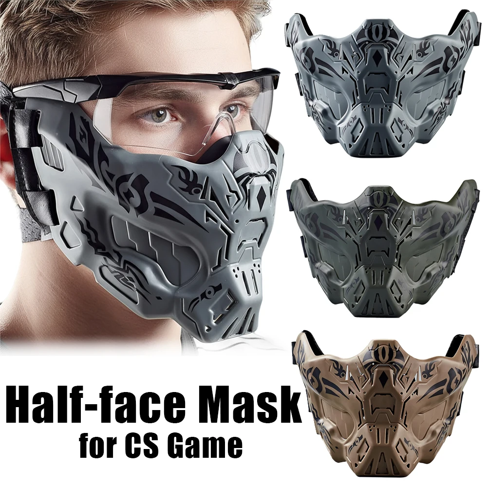 Máscara de media cara Airsoft, máscara protectora facial para juegos de supervivencia CS, tiro, película de Cosplay, máscara de Paintball, accesorio de caza - imagen 2