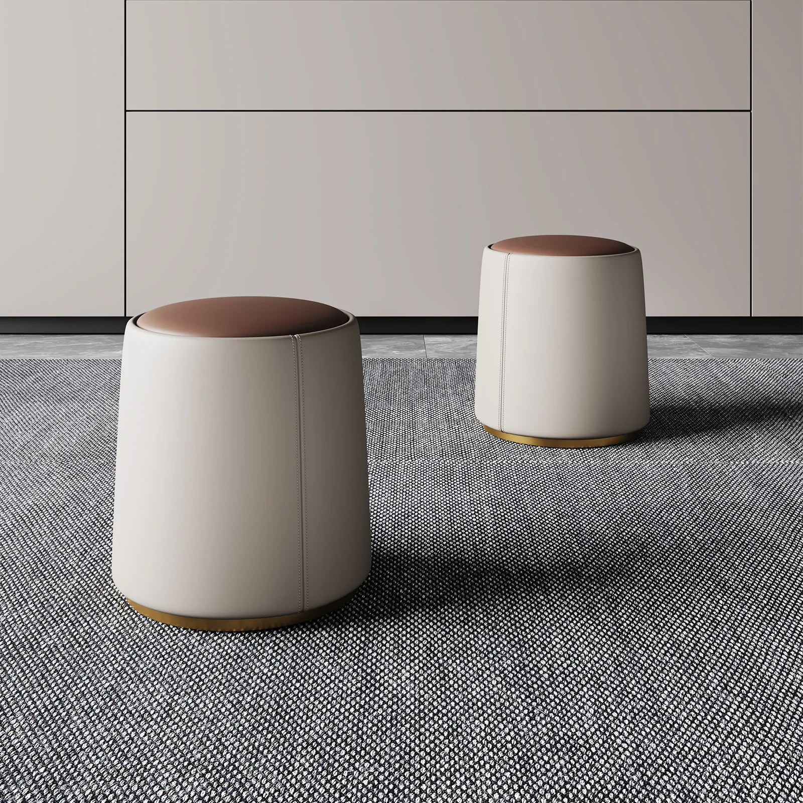 Banco de té de lujo ligero, mesa de té nórdica para el hogar, taburete pequeño, mesa de maquillaje, Banco redondo, té de Kung Fu minimalista italiano - imagen 2