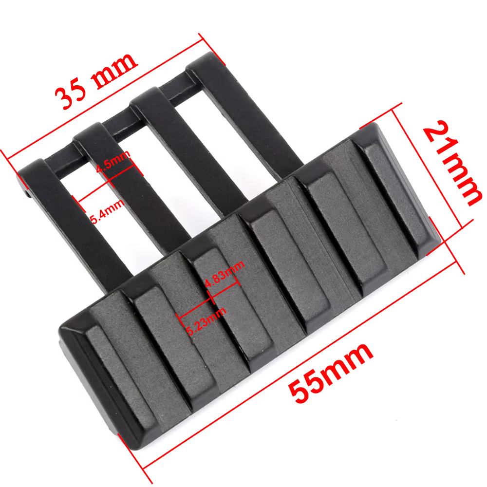 Adaptador de aluminio negro en ángulo de 45 grados para rail Picatinny