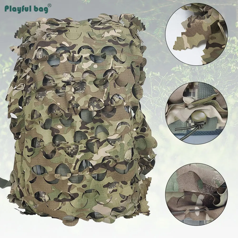 Mochila táctica CAMO cubierta corte láser árbol camuflaje equipo de caza al aire libre Airsoft Cosplay bolsa cubierta 60L 80L AVA296 - imagen 4