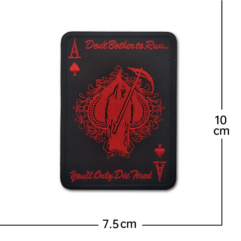 Parches bordados de cartas de la muerte, póker, Ace of Spades, parche táctico de gancho y bucle para bolsa de ropa, parches militares Punk, insignias - imagen 3