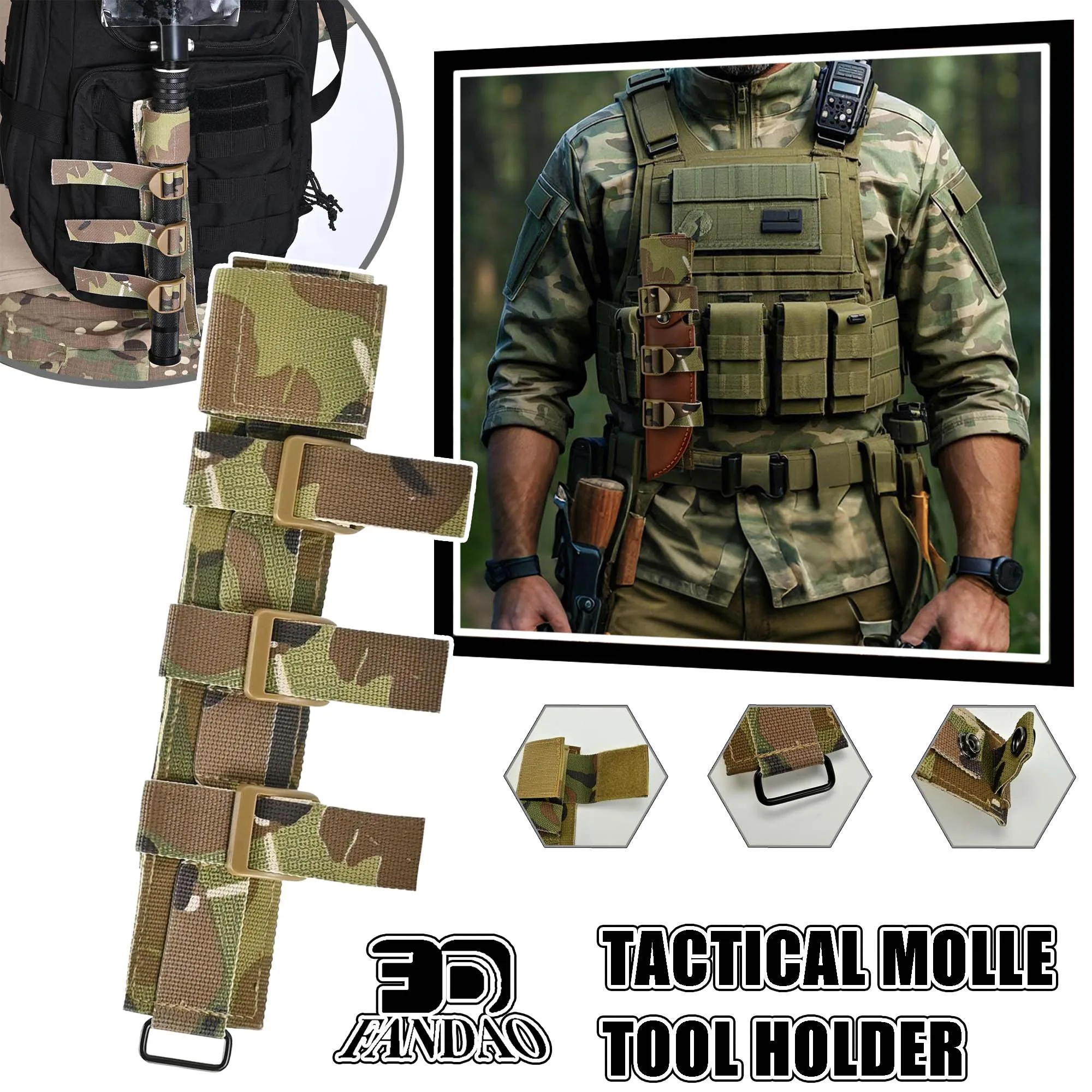 Soporte Molle porta herramientas – Funda táctica hacha y cuchillo