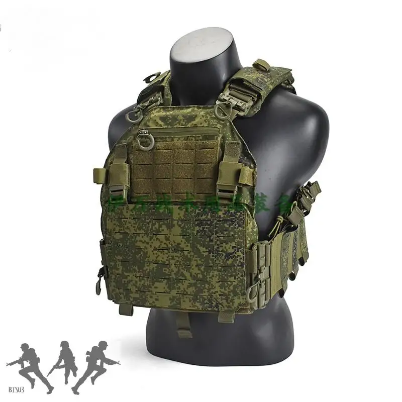 Táctico repelente al agua nylon corte láser MOLLE ruso pequeño verde camuflaje EMR chaleco táctico y bolsa de placa trasera - imagen 4