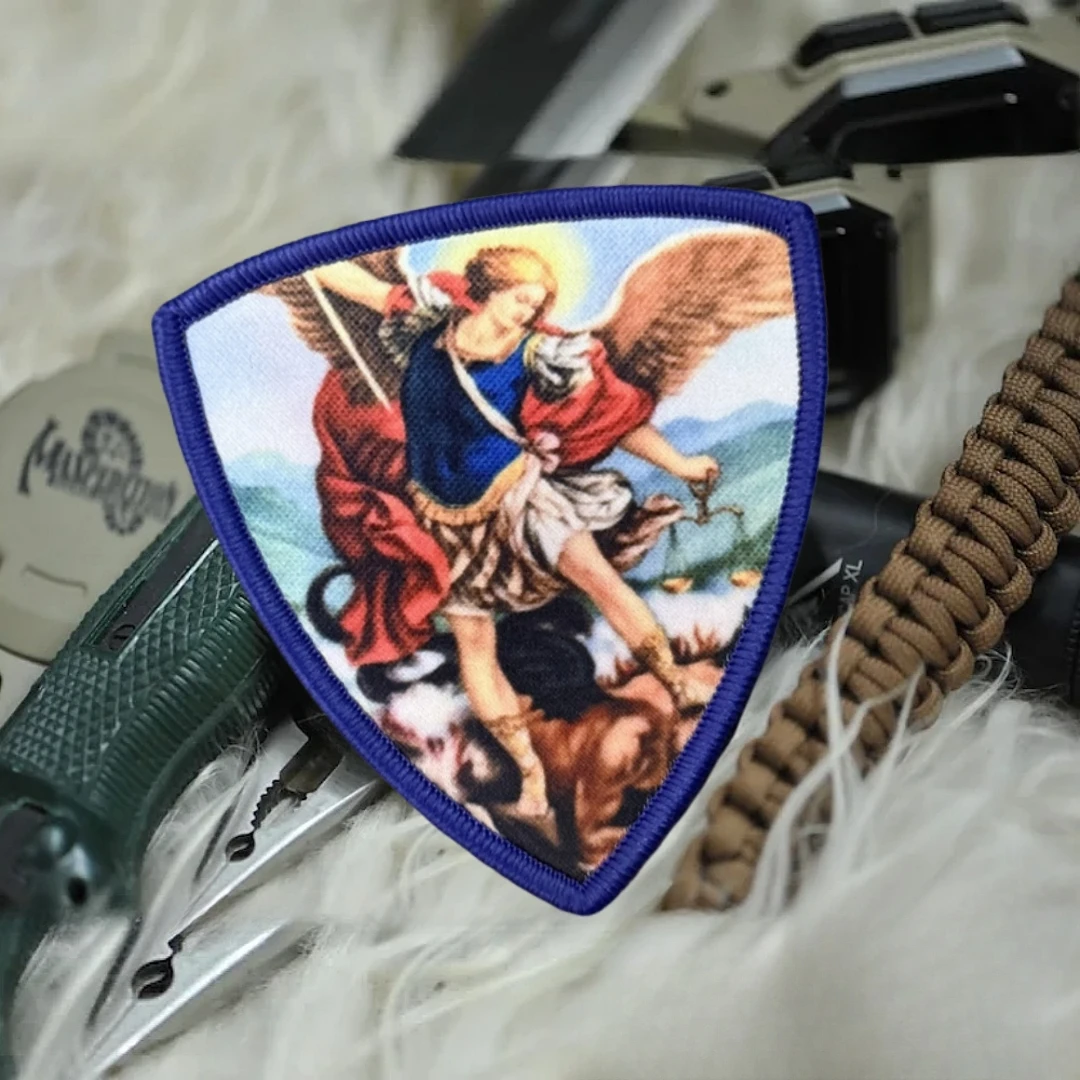 Parche táctico de moral impreso de Saint Michael, parches de gancho y bucle de Chevron para ropa, brazalete del ejército militar, pegatina para mochila - imagen 4