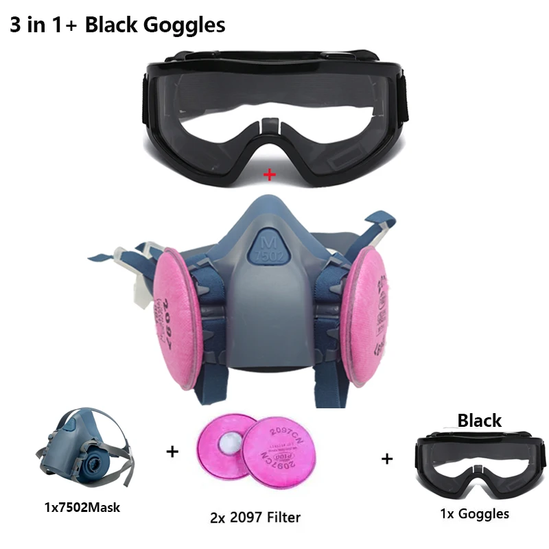 3in1-Black Goggles