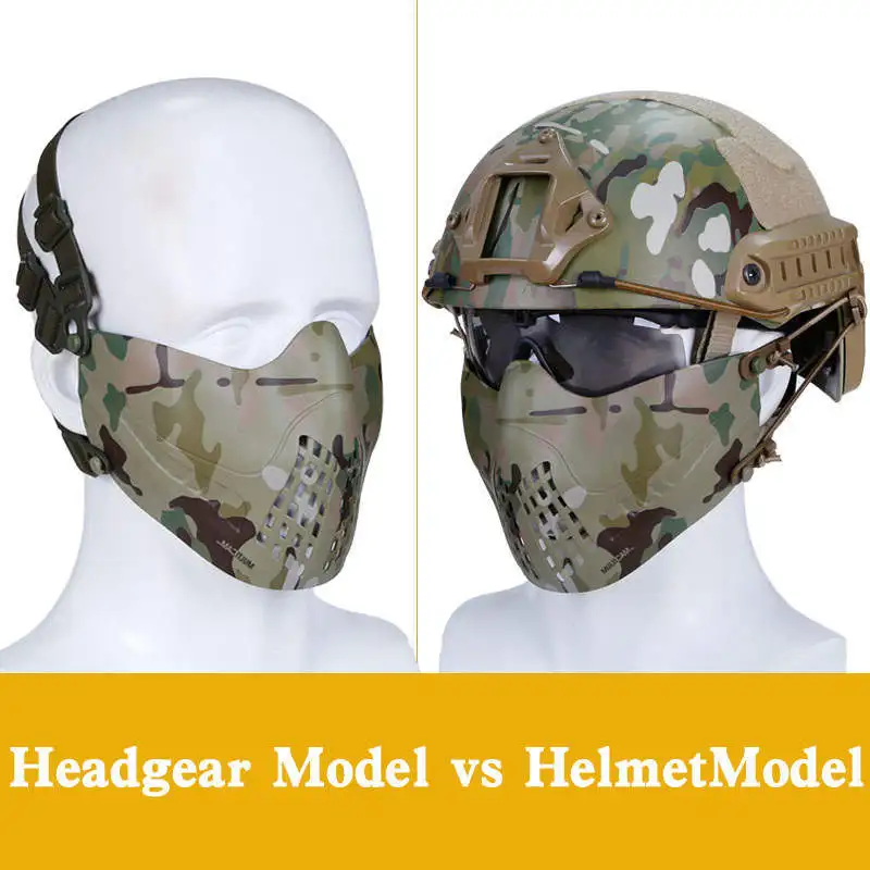 Máscara protectora de media cara para piloto táctico, casco de tiro al aire libre, modo Dual, Cosplay de Airsoft, Wargame - imagen 2