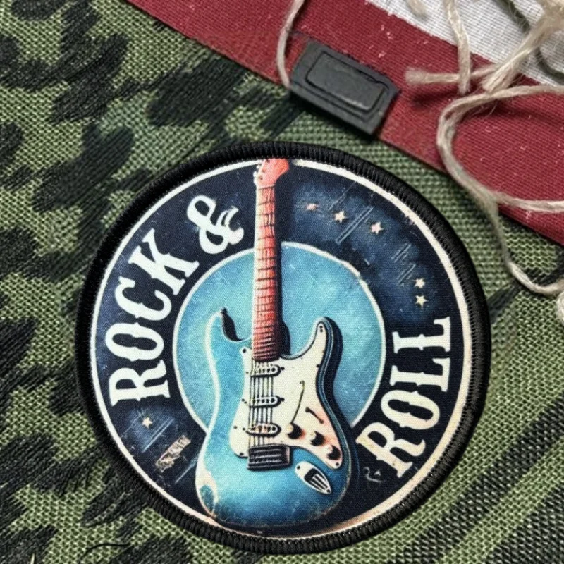 Parche con estampado de instrumento de guitarra, chaleco táctico, insignia de moral con gancho y bucle, pegatinas decorativas para mochila, parches para brazalete para ropa - imagen 4