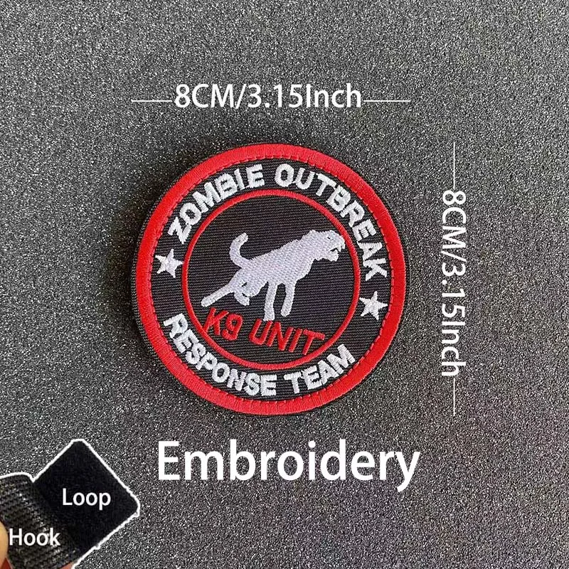 Parche bordado K9 - emblema táctico para ropa y mochila