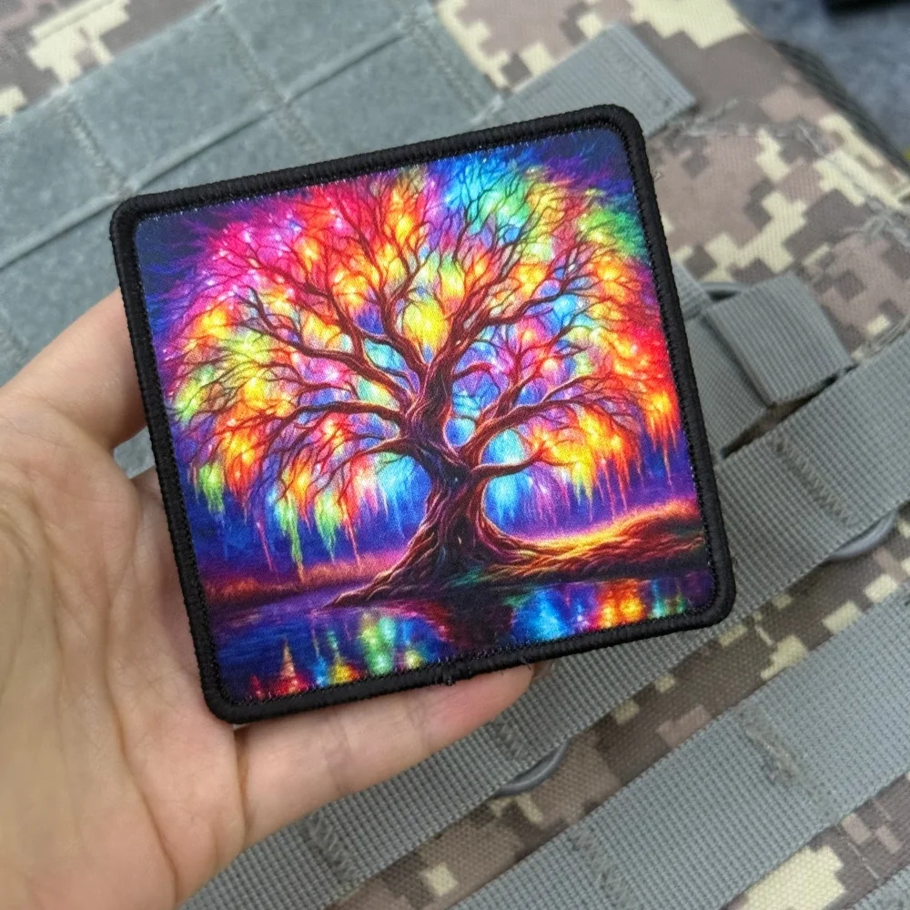 Parches impresos con insignia de moral de árbol de la vida para ropa, apliques personalizados militares tácticos, pegatinas para mochila con gancho y bucle