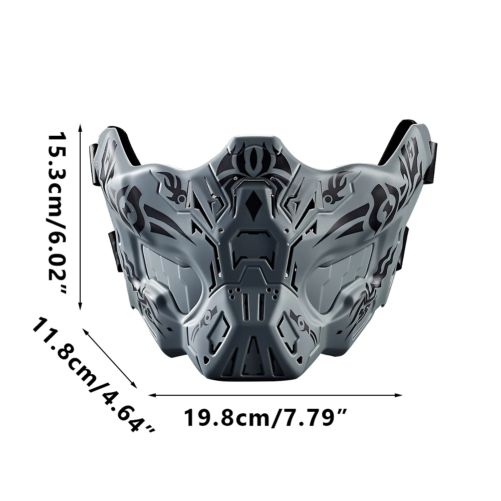 Máscara de media cara Airsoft con protección de silicona, máscara táctica de media cara Airsoft para caza, juego CS, máscara facial ajustable - imagen 5