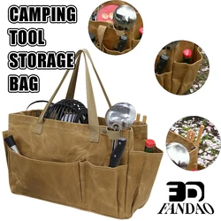 Bolsa de almacenamiento de herramientas portátil para acampar en jardín con asa cómoda, organizador de equipo de lona para acampar, utensilios de cocina y herramientas para acampar