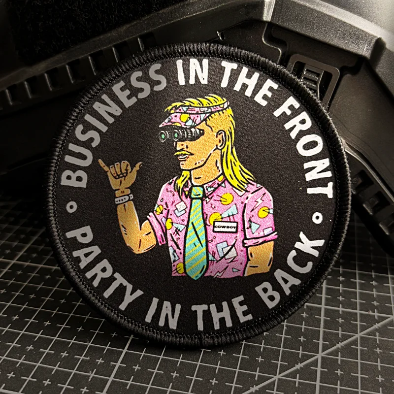 Parche táctico "Business in The Front, Party in The Back", insignia de moral, impresión de parches tácticos, gancho y bucle, ejército militar - imagen 2