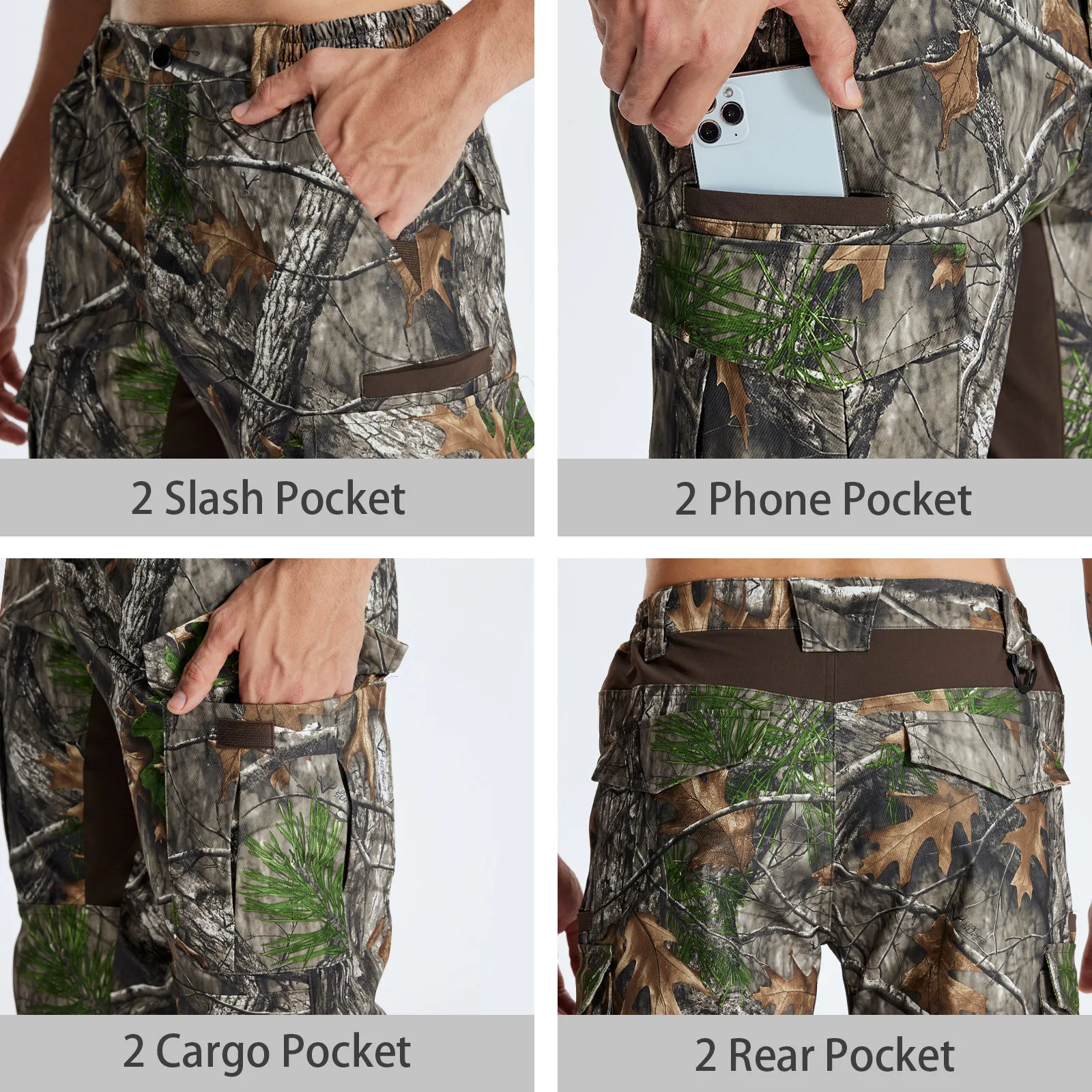 Pantalones de Trabajo de Camuflaje Biónico para Deportes al Aire Libre, Estilo 4 Estaciones, Resistentes al Desgaste, con Múltiples Bolsillos, para Caza, Pesca, Escalada y Senderismo - imagen 5