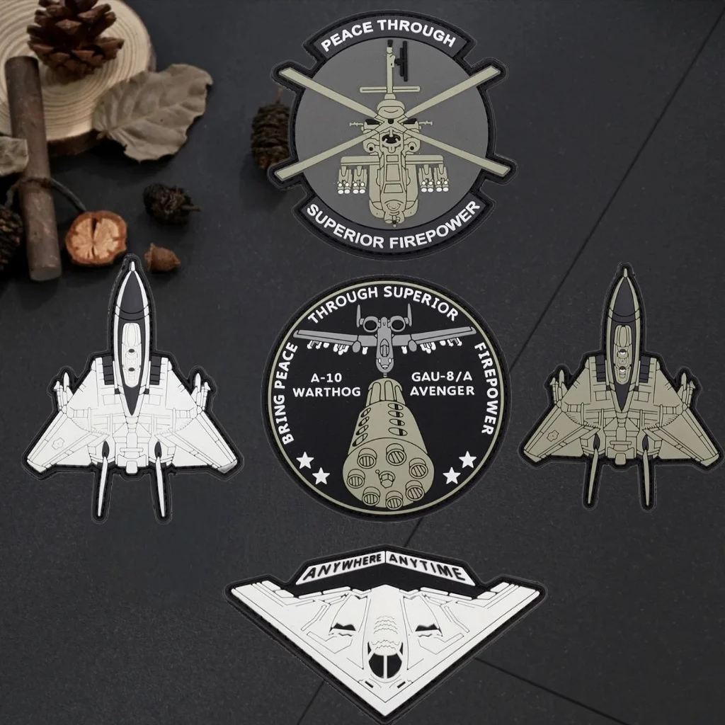 Parche de PVC de la serie Bomber Fighter, insignia de moral de helicóptero, parches adhesivos para mochila con gancho y bucle que brillan en la oscuridad para ropa