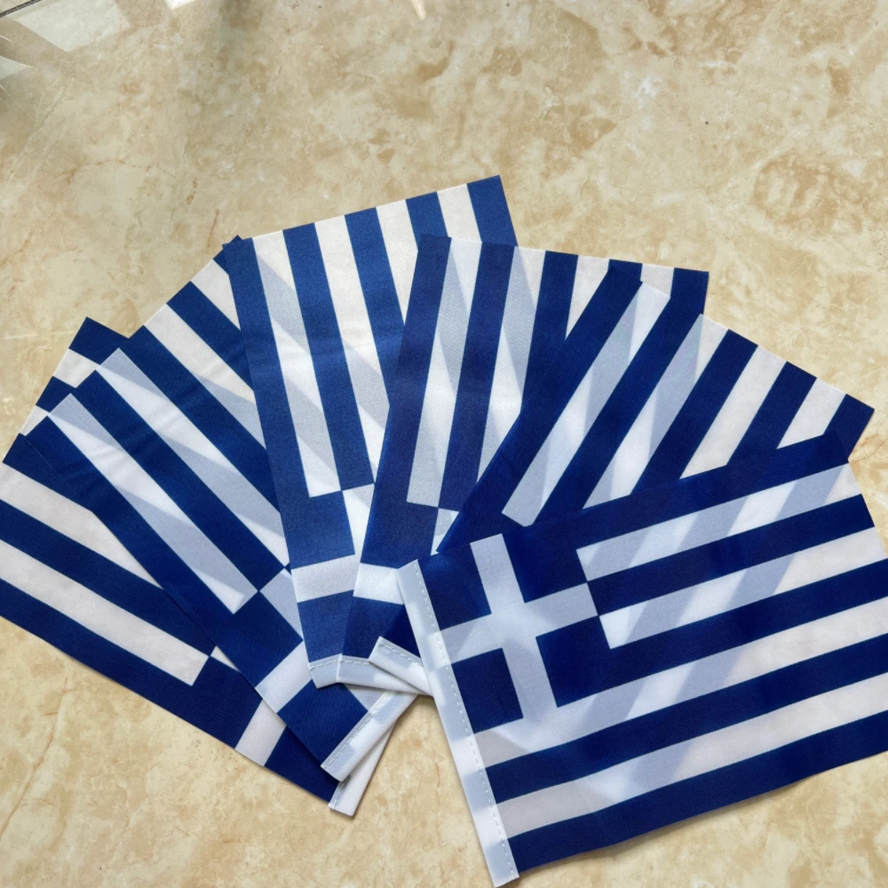 Bandera griega de poliéster, bandera griega, portador de bandera estándar, agitador, mástil de plástico, 14x21 cm - imagen 3