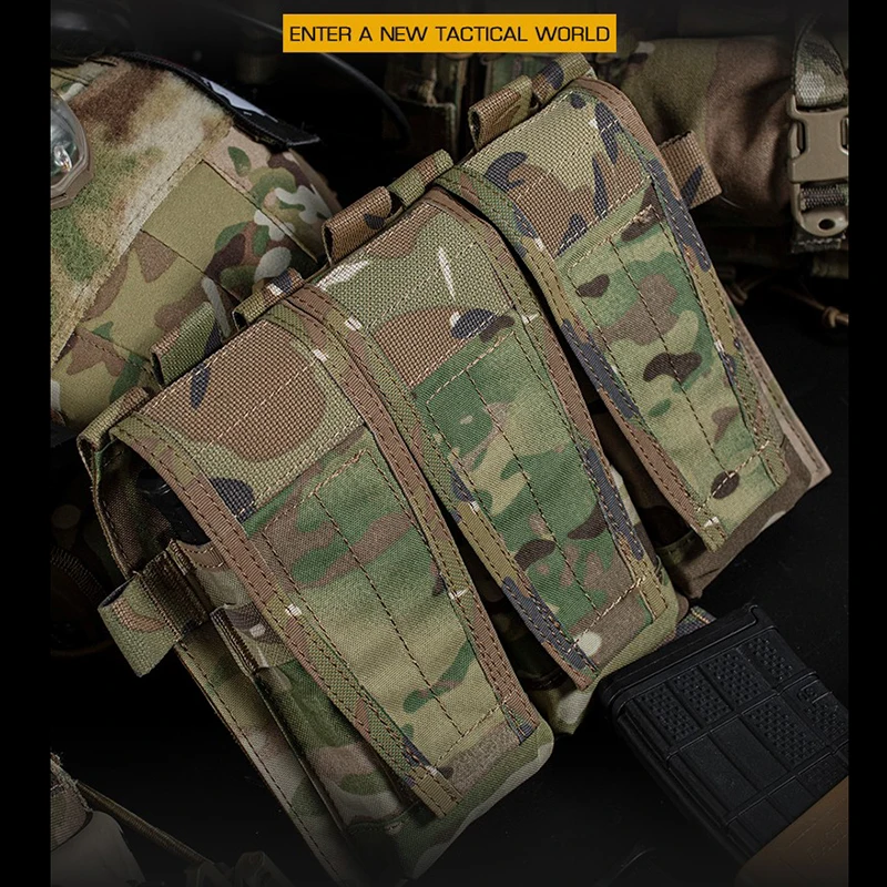 Bolsa frontal táctica AVS con solapa desmontable Triple M4 5,56, bolsa para revistas, chaleco de caza, portador de placa MBAV, accesorios, camuflaje Airsoft - imagen 3