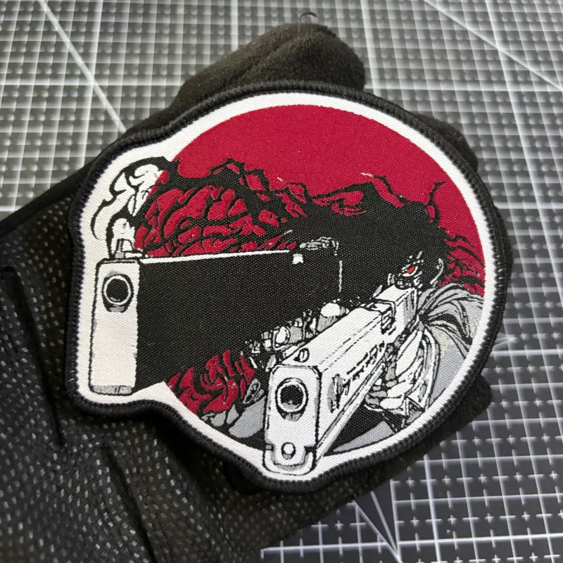 Parche táctico Crazy Gunner, insignia de moral de guerrero de doble arma, parches de impresión de gancho y bucle, pegatina para mochila militar - imagen 5