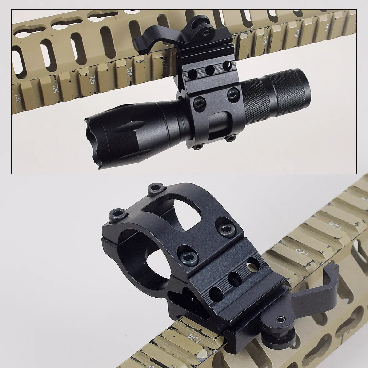 Soporte táctico para linterna de liberación rápida, 25mm, 20mm, riel Picatinny Weaver, soporte para linterna, accesorio de montaje para mira de 45 grados - imagen 3