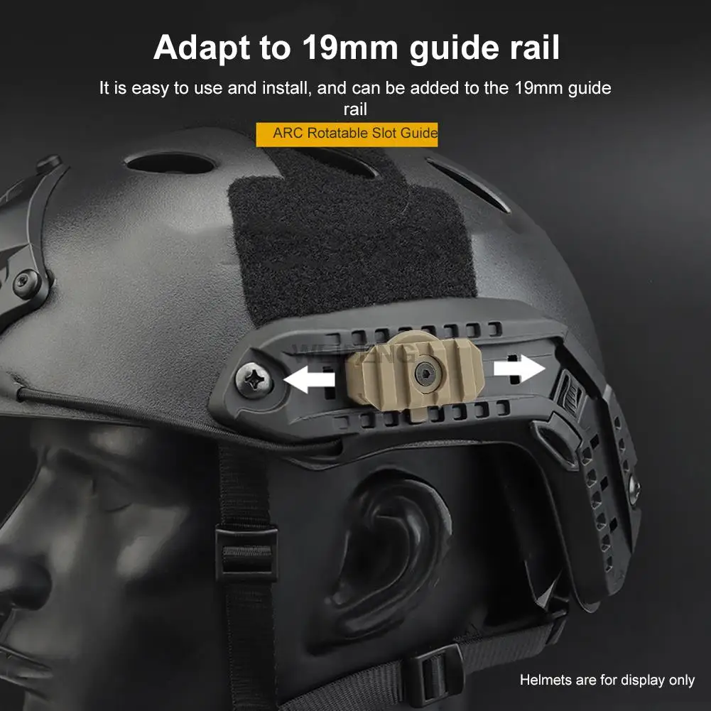 Adaptador de montaje de riel lateral para casco táctico, guía militar de rotación de 360 grados, riel rápido para Airsoft, equipo de caza de 19mm, 1 par - imagen 3